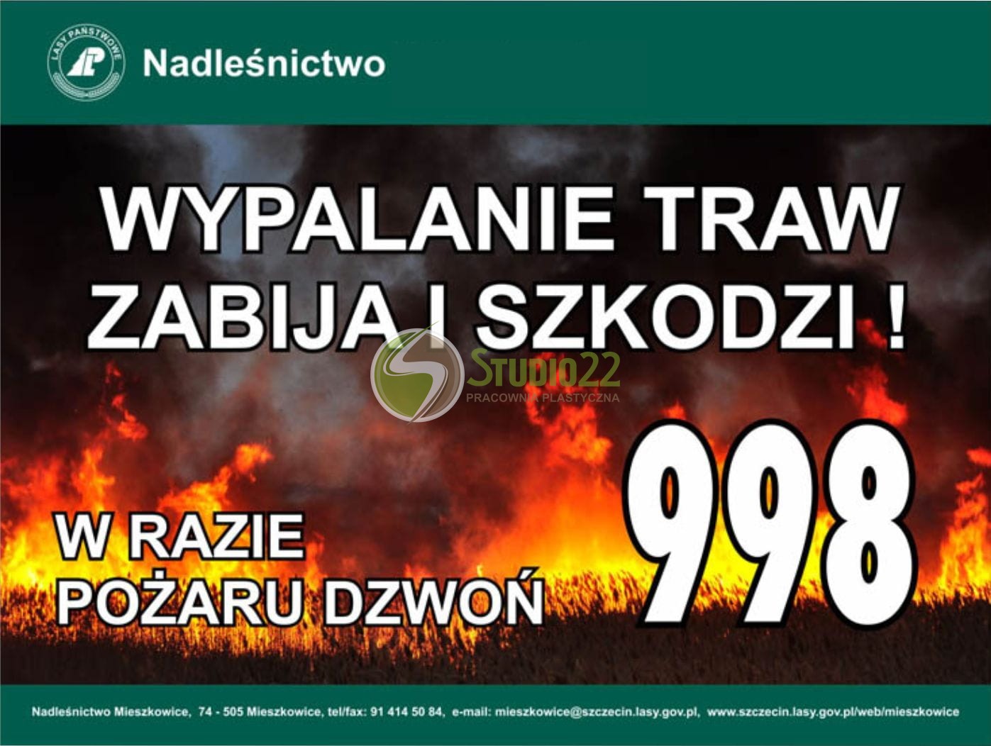 Tablica przeciwpożarowa - Wypalanie traw zabija i szkodzi