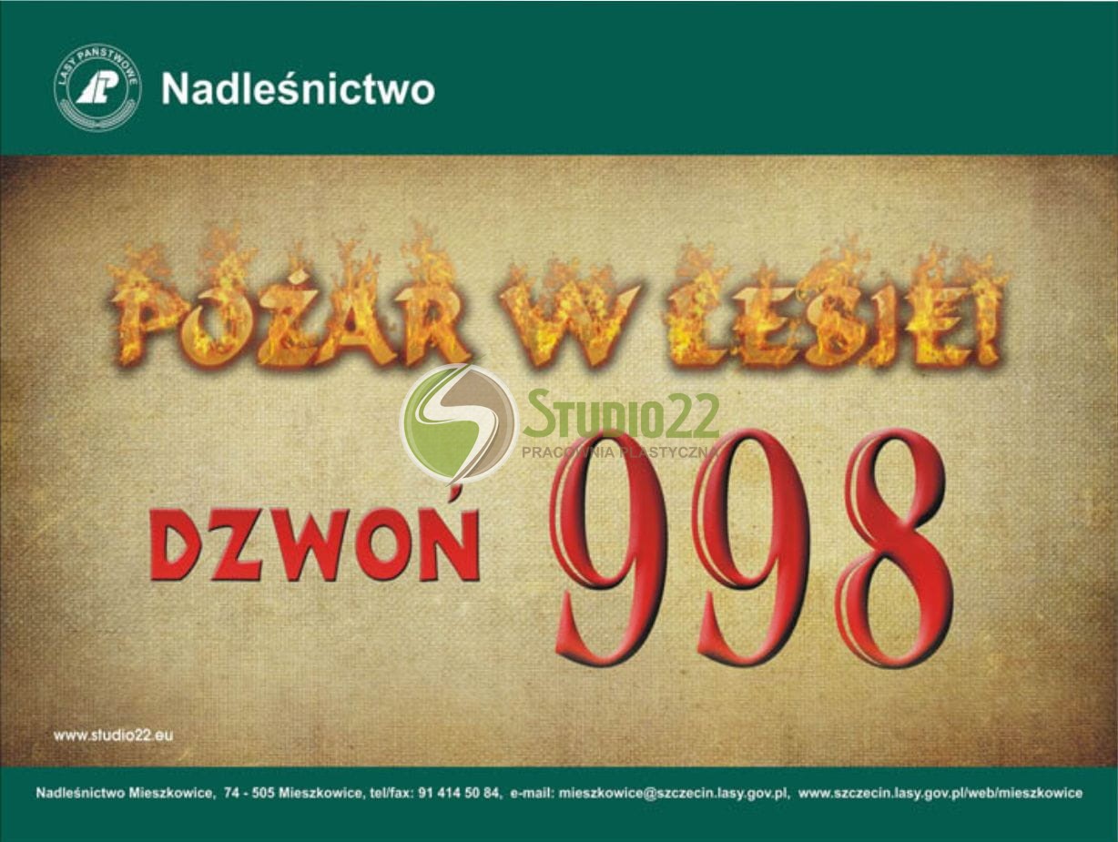 Tablica przeciwpożarowa - Pożar w lesie