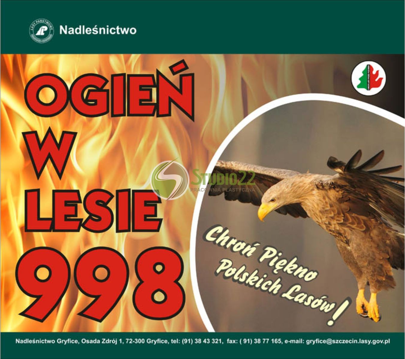 Tablica przeciwpożarowa - Ogień w lesie